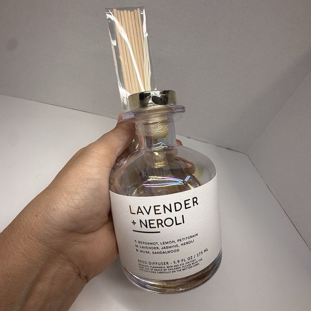 Lavender + Neroli Iridescent Glass Bottle Reed Diffuser 5.9 Fl Oz Sealed New